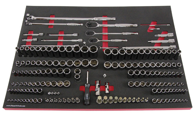 Foam Organizer for 164 Snap-on Sockets with 4 Ratchets and 17 Drive Accessories