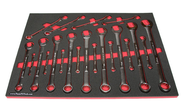 Foam Organizer for 21 Craftsman Raised-Panel Metric Combination Wrenches