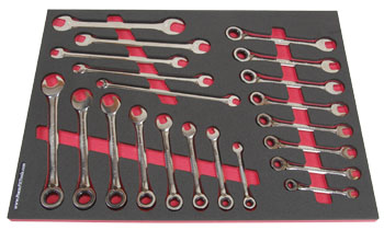 Foam Tool Organizer for 16 Craftsman Reversible Ratcheting Wrenches and 5 Tappet Wrenches, Fits non-USA Wrenches