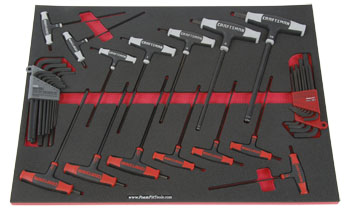 Foam Tool Organizer for 14 Craftsman T-Through Handle Hex Keys with 2 Hex Key Sets