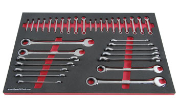 Foam Tool Organizer for 14 Craftsman Flat Full-Polish Ratcheting Wrenches with 20 Ignition Wrenches