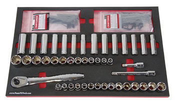 Foam Organizer for 42 Craftsman 1/2-drive Sockets with Ratchet, Extensions, and Hex Keys