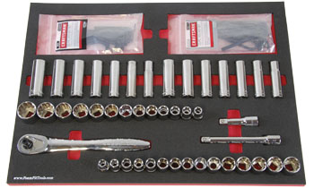 Foam Tool Organizer for 42 Craftsman 1/2-drive Sockets with Ratchet, Extensions, and Hex Keys