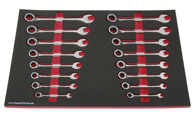 Foam Organizer for 16 Craftsman Reversible Ratcheting Wrenches