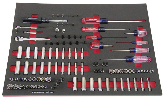 Foam Organizer for Craftsman 1/4-drive Sockets, Ratchet, Extensions, and Screwdrivers