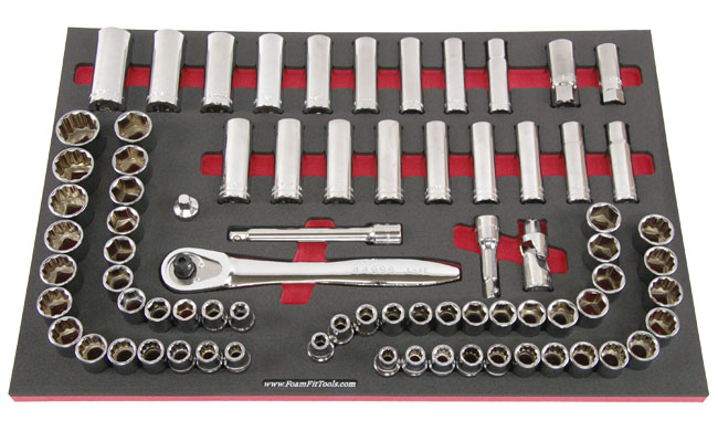 Foam Organizer for Craftsman 1/2-drive Sockets, Ratchet, and Extensions