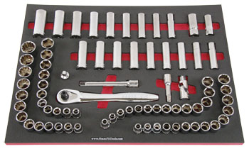 Foam Tool Organizer for 72 Craftsman 1/2-drive Sockets with Ratchet and Extensions