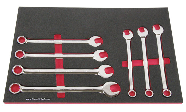 Foam Organizer for 4 Large Inch and 3 Large Metric Craftsman Full-Polish Combination Wrenches