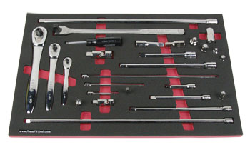 Foam Tool Organizer for 3 Craftsman Ratchets with 24 Extensions and Accessories