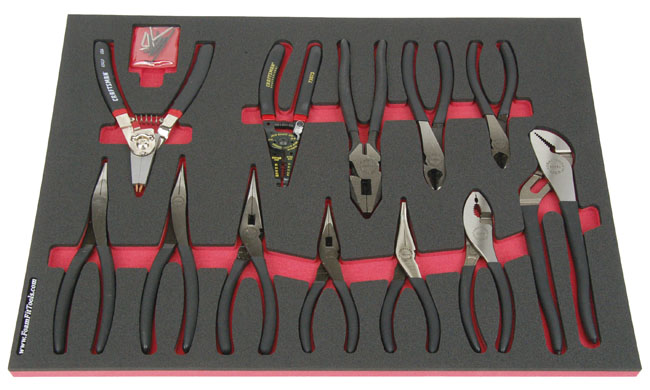 Foam Organizer for 10 Craftsman Pliers with Craftsman Snap Ring Pliers and Craftsman Wire Strippers