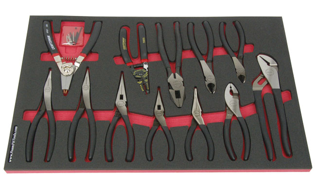 Foam Organizer for 10 Craftsman Pliers with Craftsman Snap Ring Pliers and Craftsman Wire Strippers