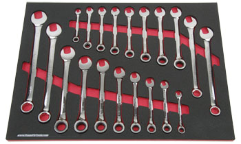 Foam Tool Organizer for 16 Craftsman Reversible Ratcheting Wrenches with 4 Combination Wrenches
