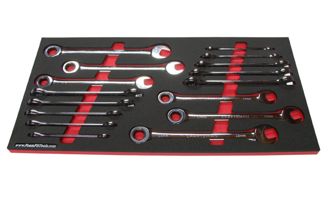 Foam Organizer for Craftsman Flat, Full-Polish, Non-Reversible Ratcheting Wrenches