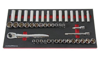 Foam Tool Organizer for 42 Craftsman 1/2-drive Sockets with Ratchet and Extensions