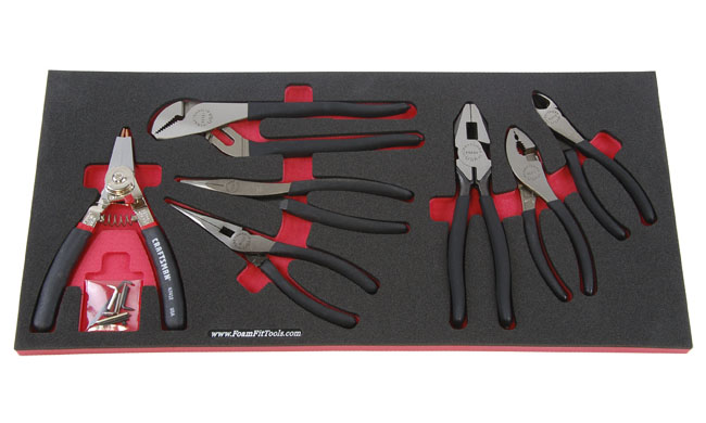 Foam Organizer for 6-Piece Craftsman Pliers Set with Craftsman Snap Ring Pliers
