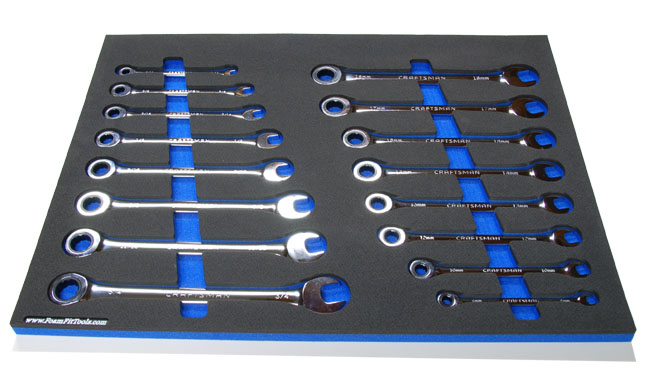Foam Organizer for Craftsman Flat, Full-Polish, Non-Reversible Ratcheting Wrenches
