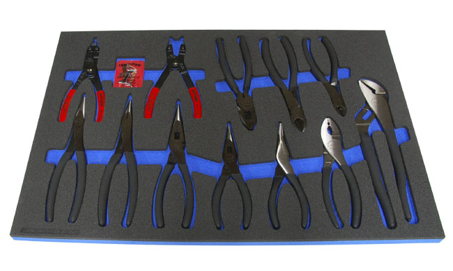 Foam Organizer for 10 Craftsman Pliers with 2-Piece Craftsman Snap Ring Pliers Set