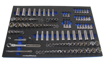 Foam Tool Organizer for 107 Craftsman 3/8-drive Sockets with Ratchet, Extensions, and Adapter