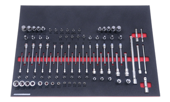 Foam Tool Organizer for 87 Quinn Hex and Torx Bit Sockets with 6 Extensions